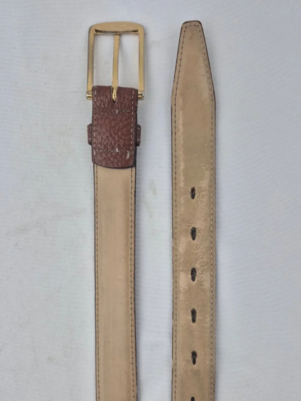 Botany 500 Pebbled Leather Belt Solid Brass Buckle Made in USA Size M/L